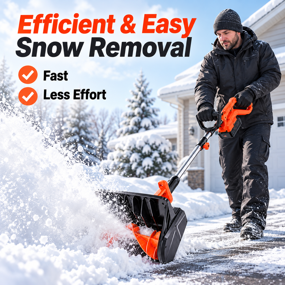 ❄️ Winter Sale – 24V Cordless Electric Snow Shovel with Battery & Charger | 20FT Snow Throwing